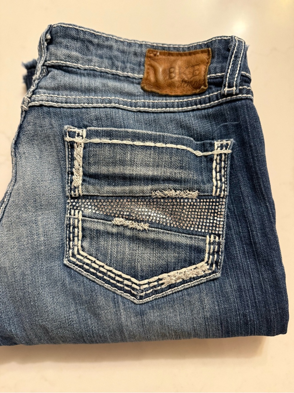BKE Sabrina Denim Bermuda Shorts Size 29 Rhinestone Pocket